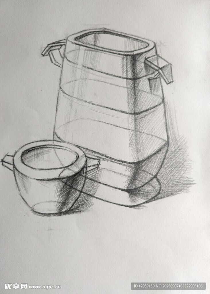 素描陶罐与小罐子