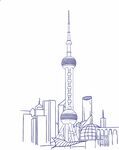 上海城市建筑线描轮廓图