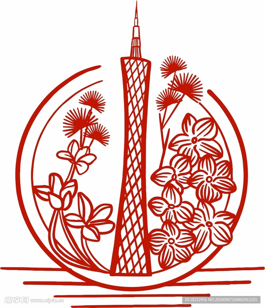 广州塔剪纸艺术图案