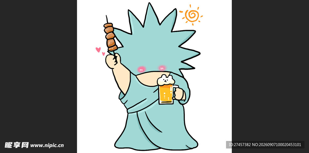 卡通角色手持烟花卡通人形牌