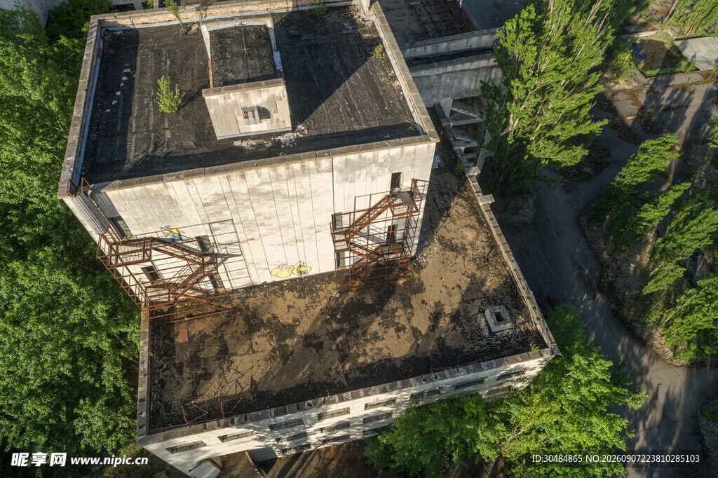 空中俯瞰古朴中式传统建筑