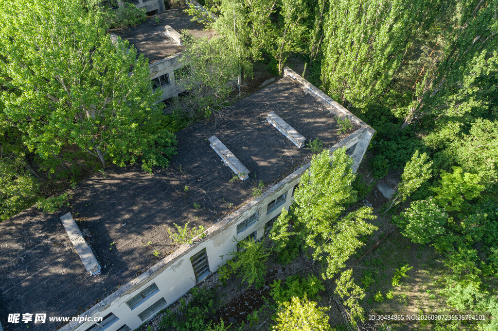 废弃建筑被绿植环绕