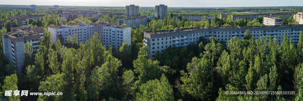 森林环绕的城市建筑群