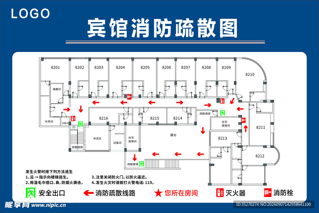 宾馆消防疏散示意图