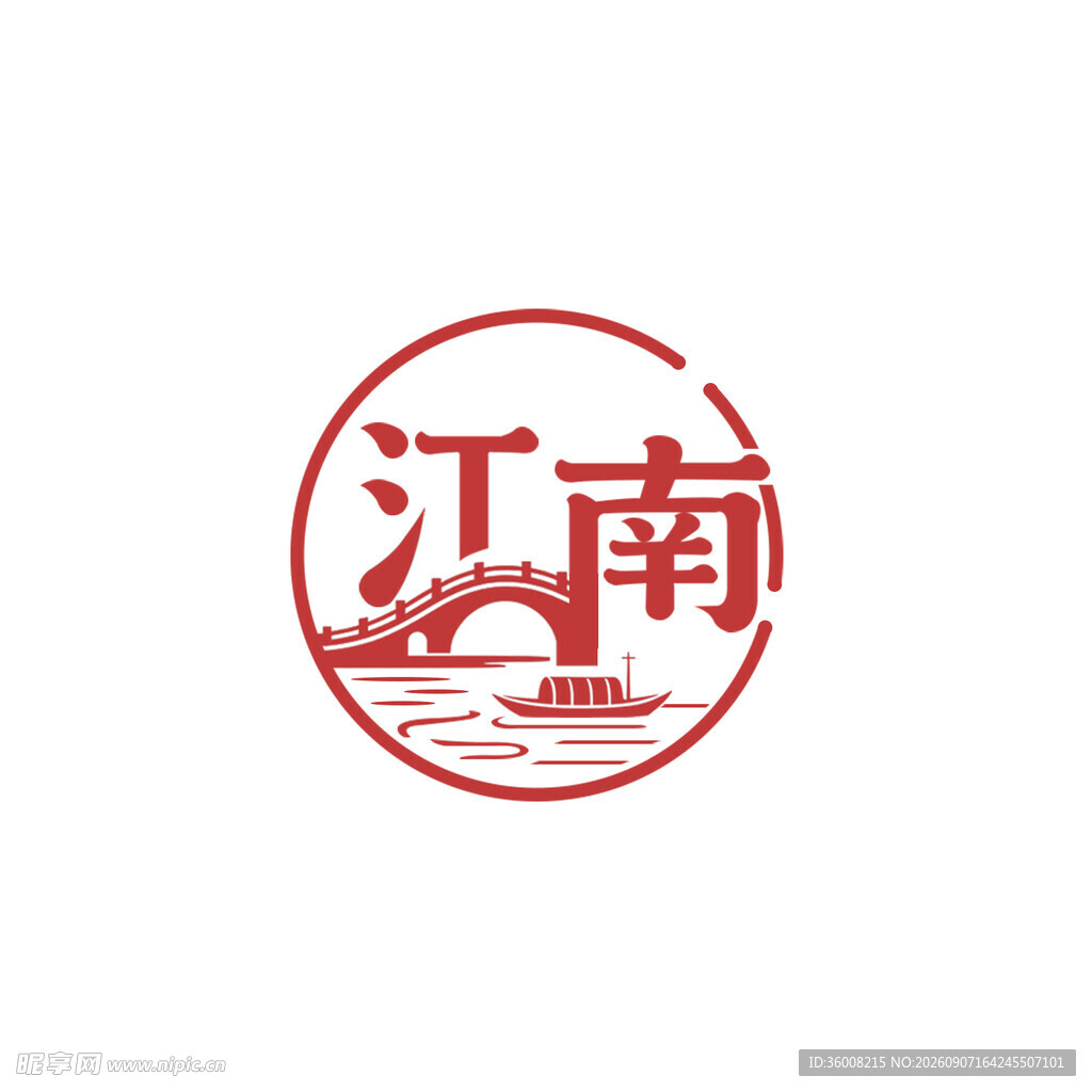 江南主题圆形标志设计
