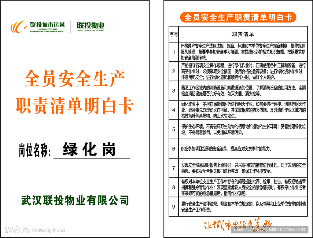 全员安全生产职责清单白卡