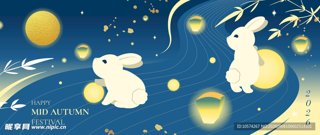 梦幻月夜下的灵动白兔