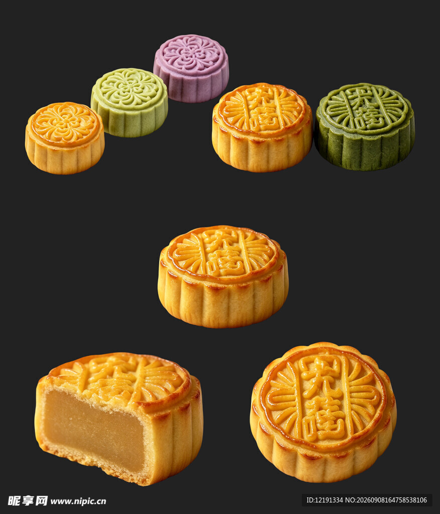 多样美味月饼展示