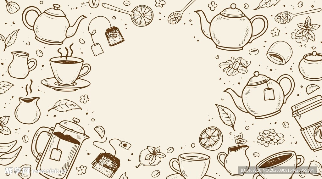 茶咖手绘边框