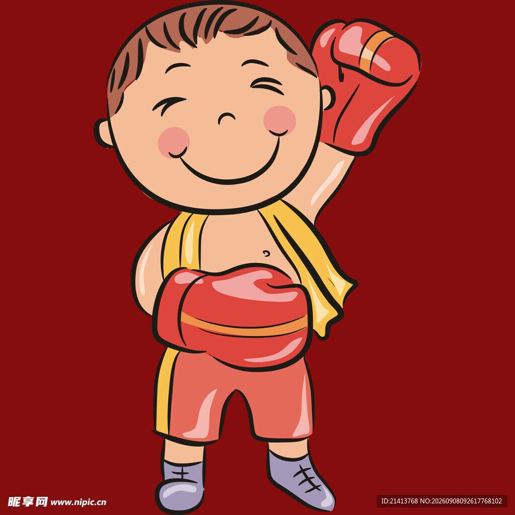 可爱拳击小男孩形象