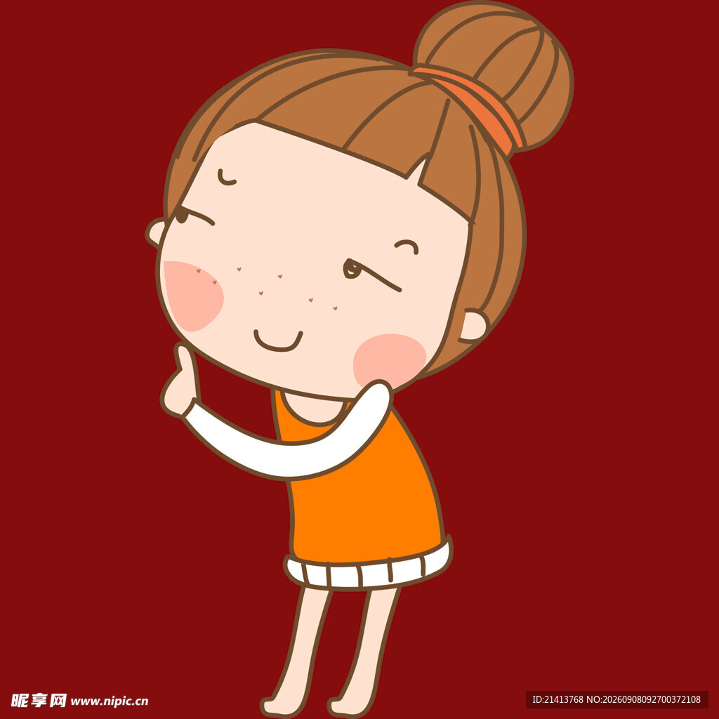 可爱扎丸子头的微笑女孩