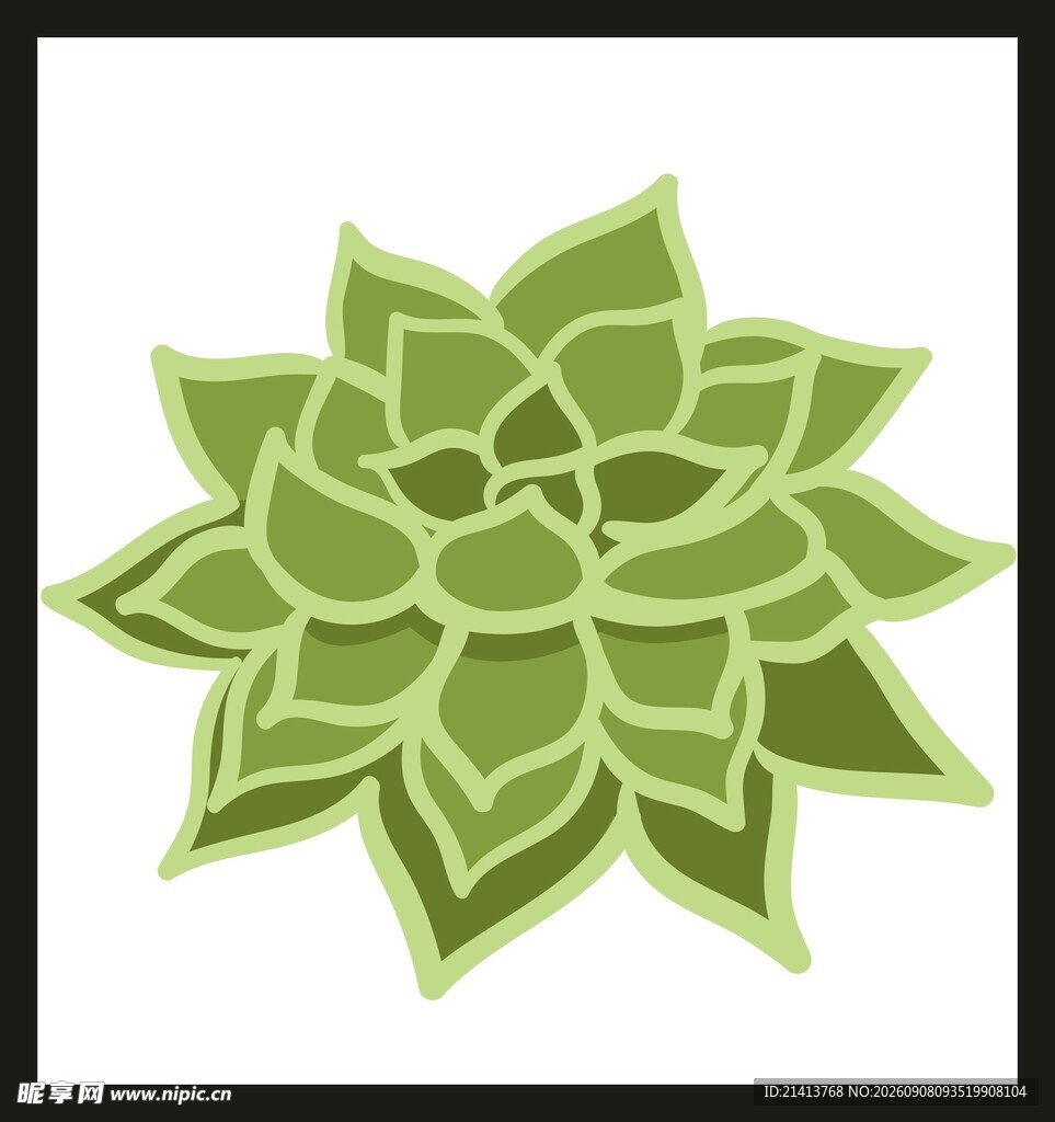 可爱绿色多肉植物插画
