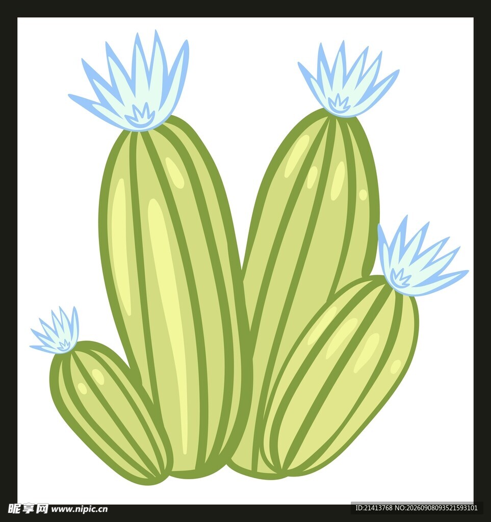 手绘可爱仙人掌植物插画