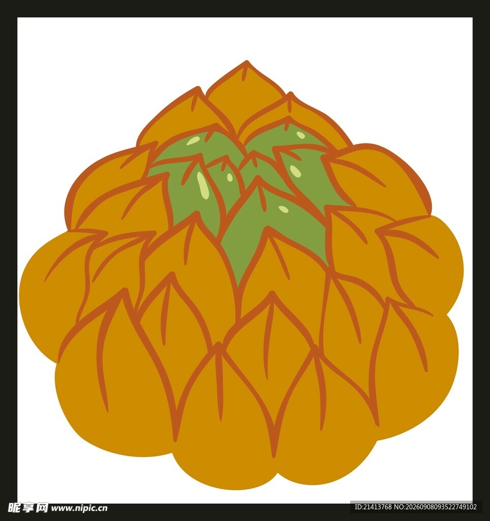 卡通风格橙色莲花果实