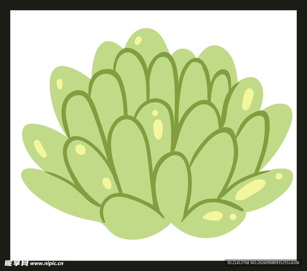 可爱绿色多肉植物插画