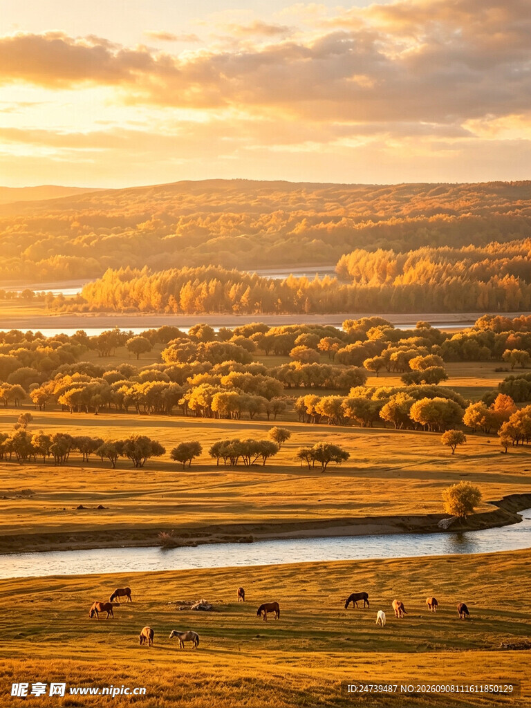 秋日河畔美景