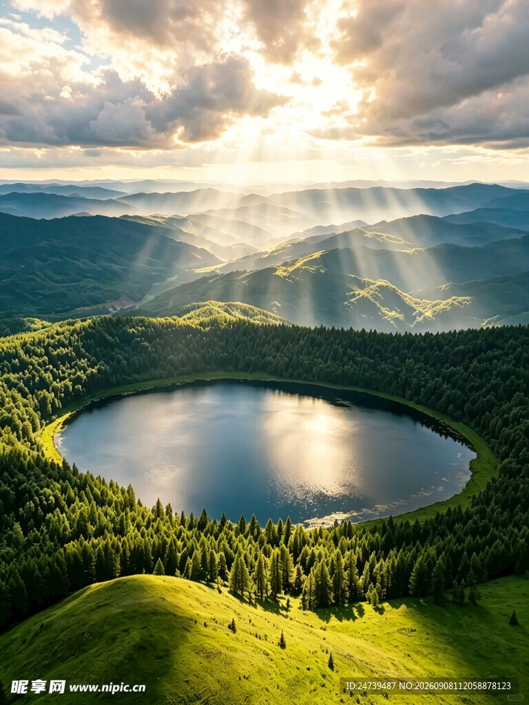 山间湖泊美景