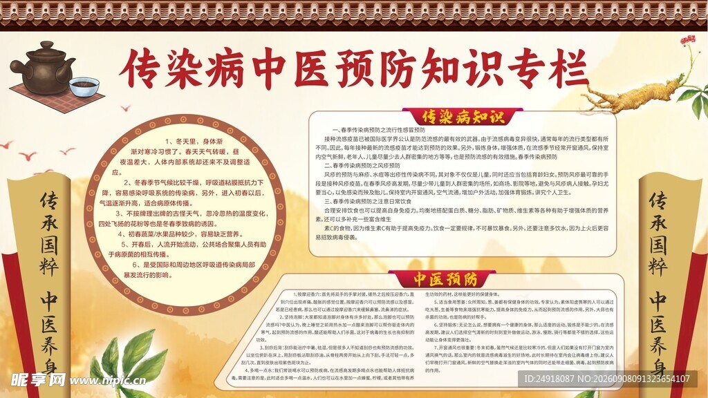 传染病中医预防知识健康教育海报