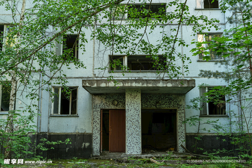 废弃建筑被绿植环绕