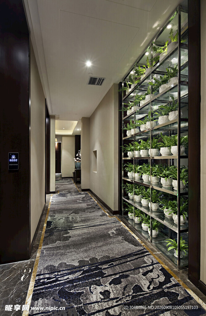酒店走廊绿植墙装饰景观