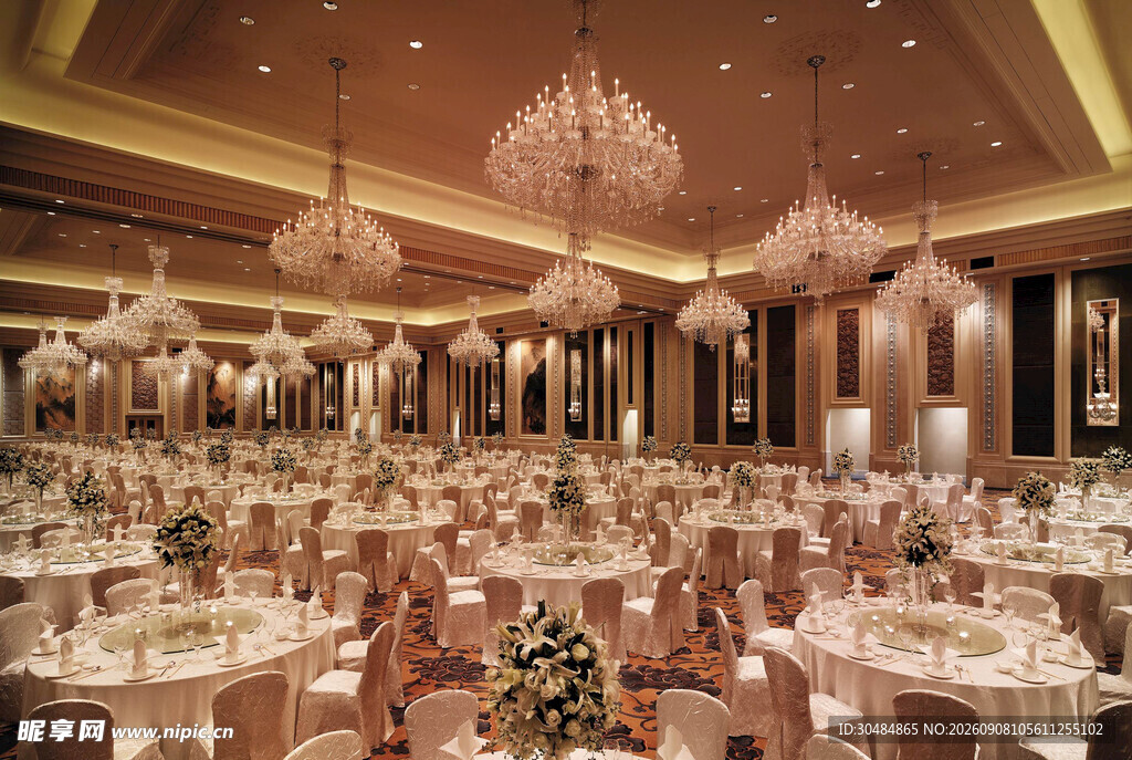 豪华宴会厅布置精美场景