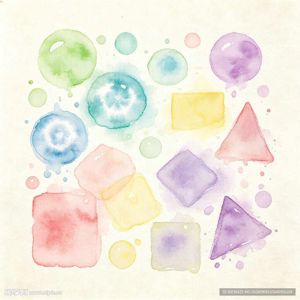 水彩几何图形艺术插画