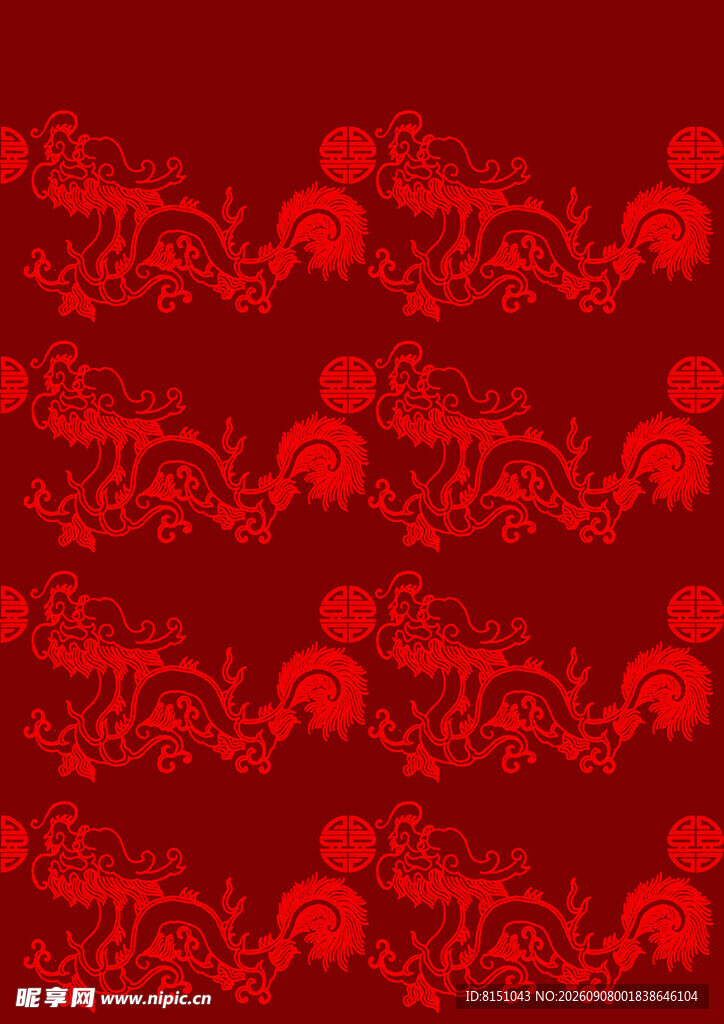 红色龙纹图案背景纹理