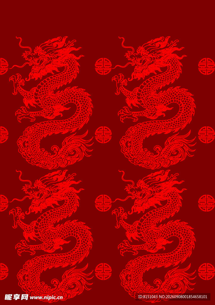 红色双龙图案背景