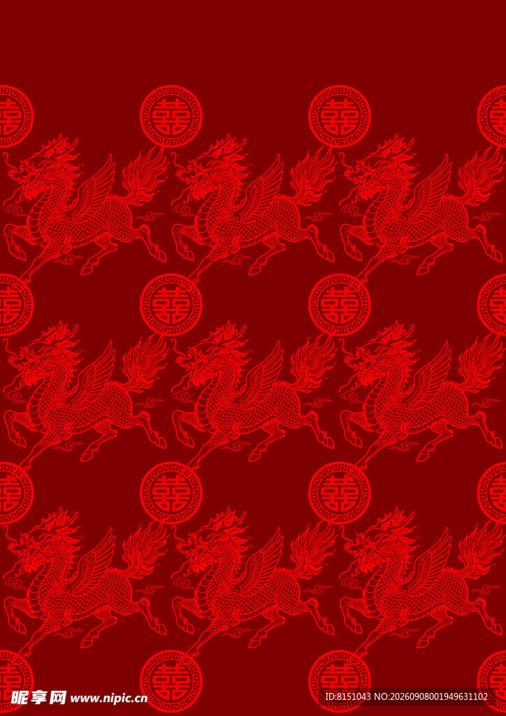 红色花卉图案背景纹理