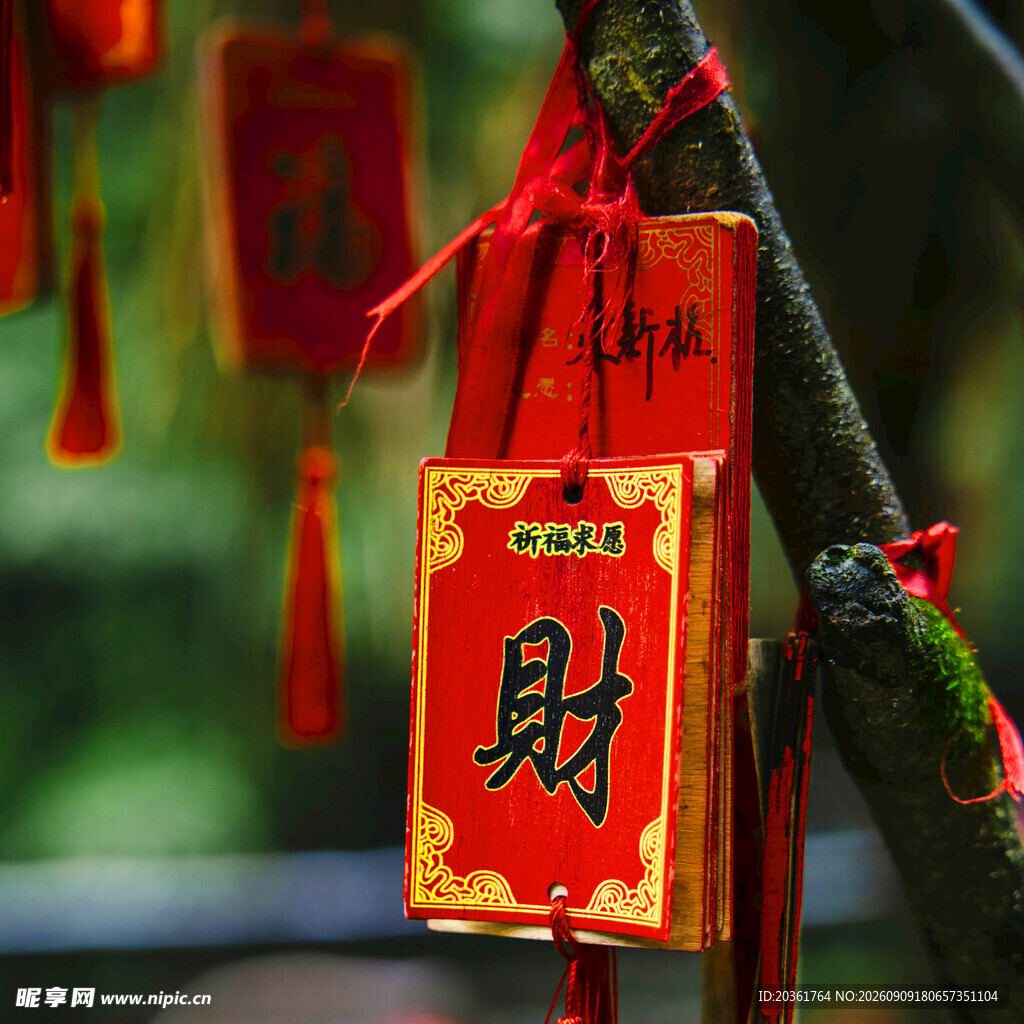 树上挂的招财祈福牌