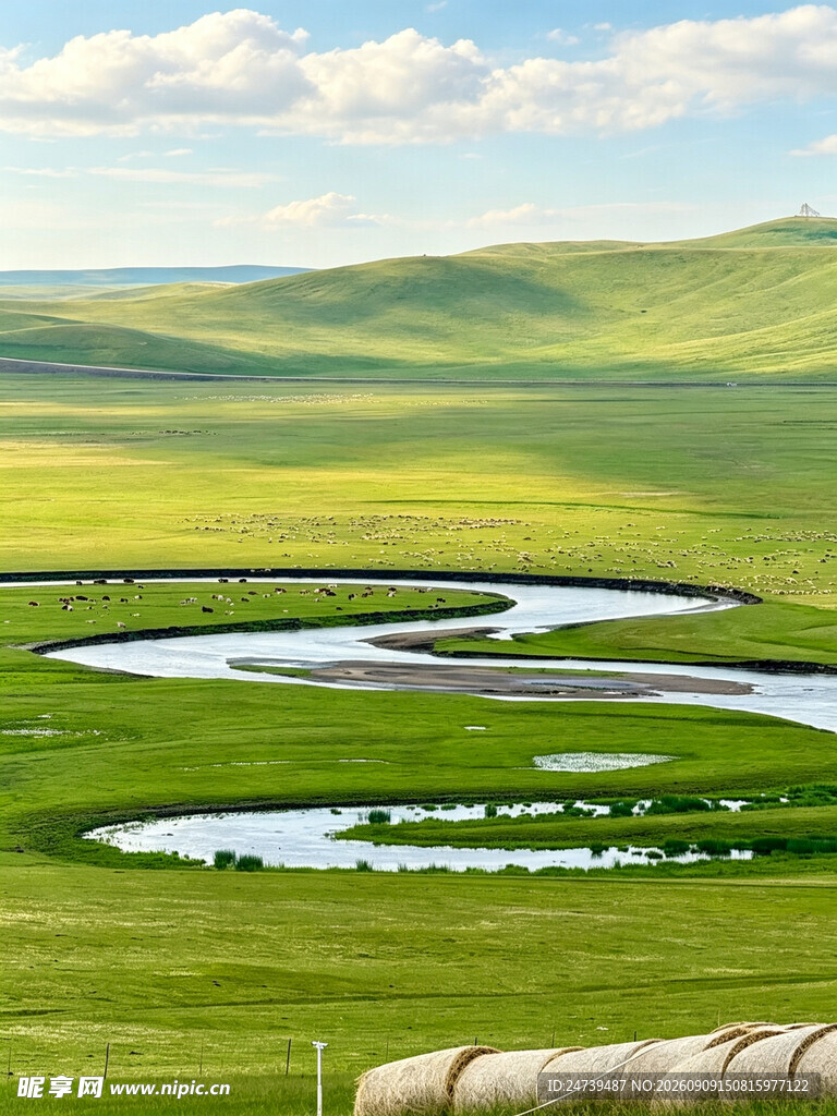 草原蜿蜒河流