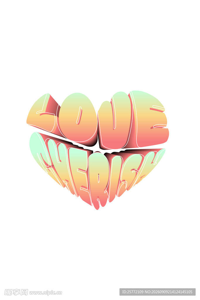 爱心形状的立体LOVE字样