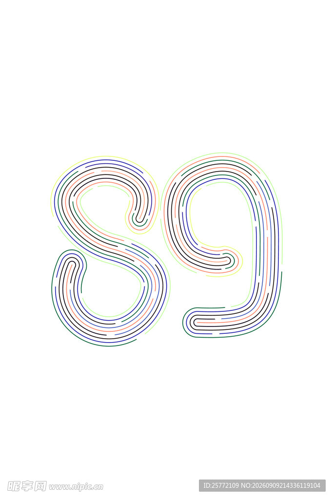 线条89字母装饰