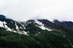 雪山下的翠绿山峦