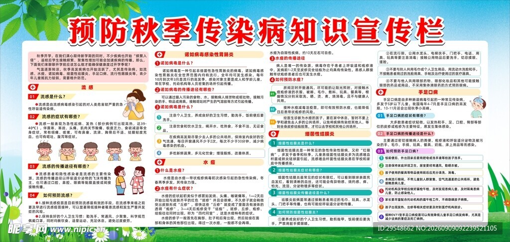 预防秋季传染病知识宣传栏