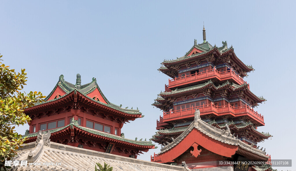 中式古建筑塔楼景观