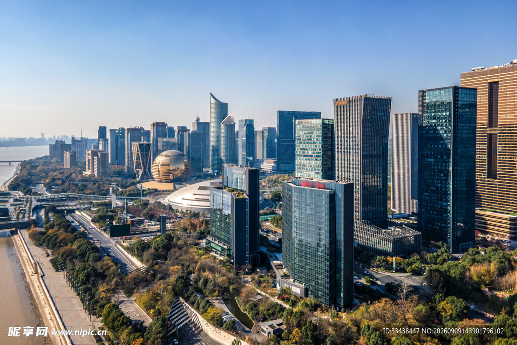 现代都市繁华天际线景观