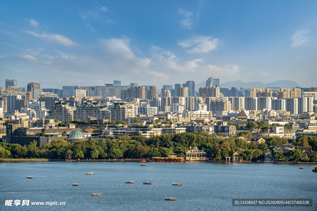 湖畔城市风光
