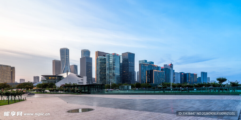 城市滨水风光天际线美景