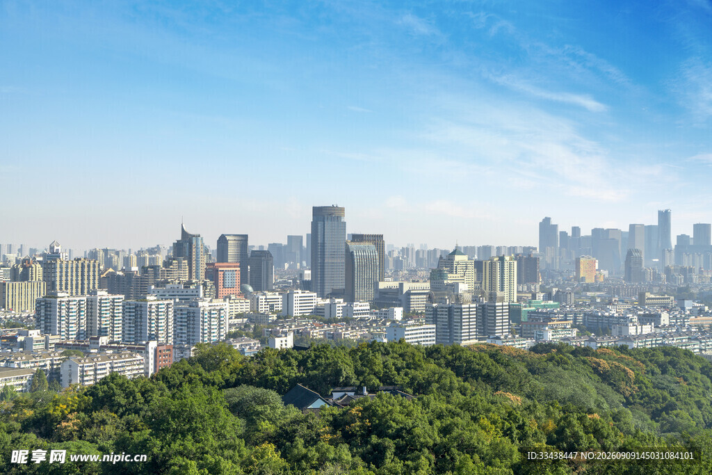 山城绿意中的都市天际线
