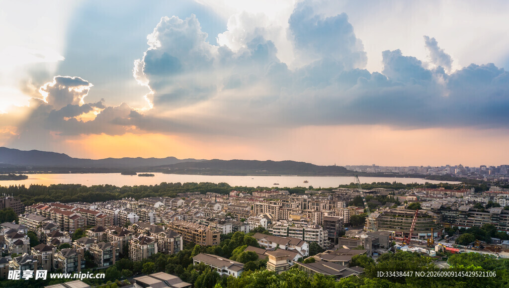 城市黄昏全景风光