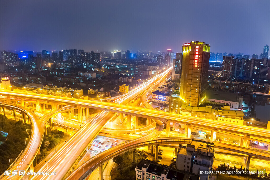 城市立交桥璀璨夜景