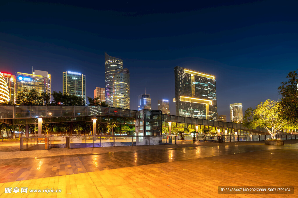 城市璀璨夜景河畔风光