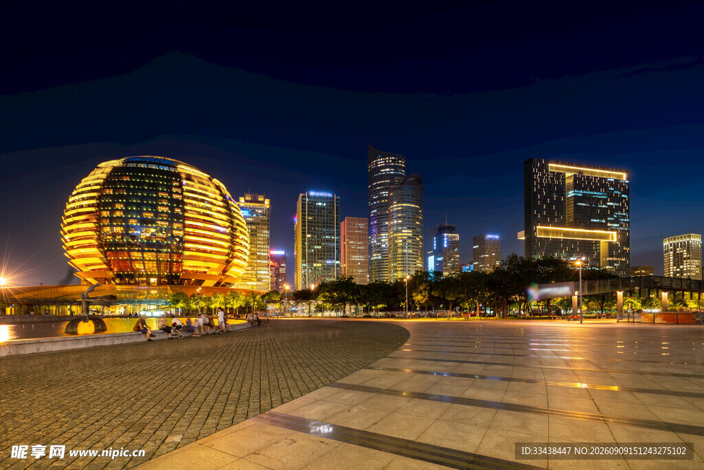 杭州钱江新城璀璨夜景