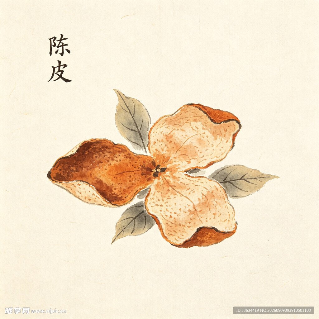 手绘陈皮图