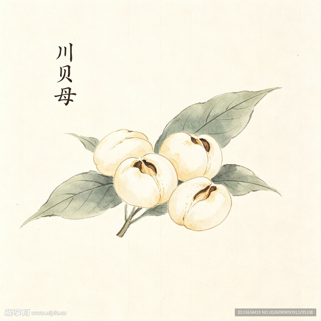 手绘川贝母植物图