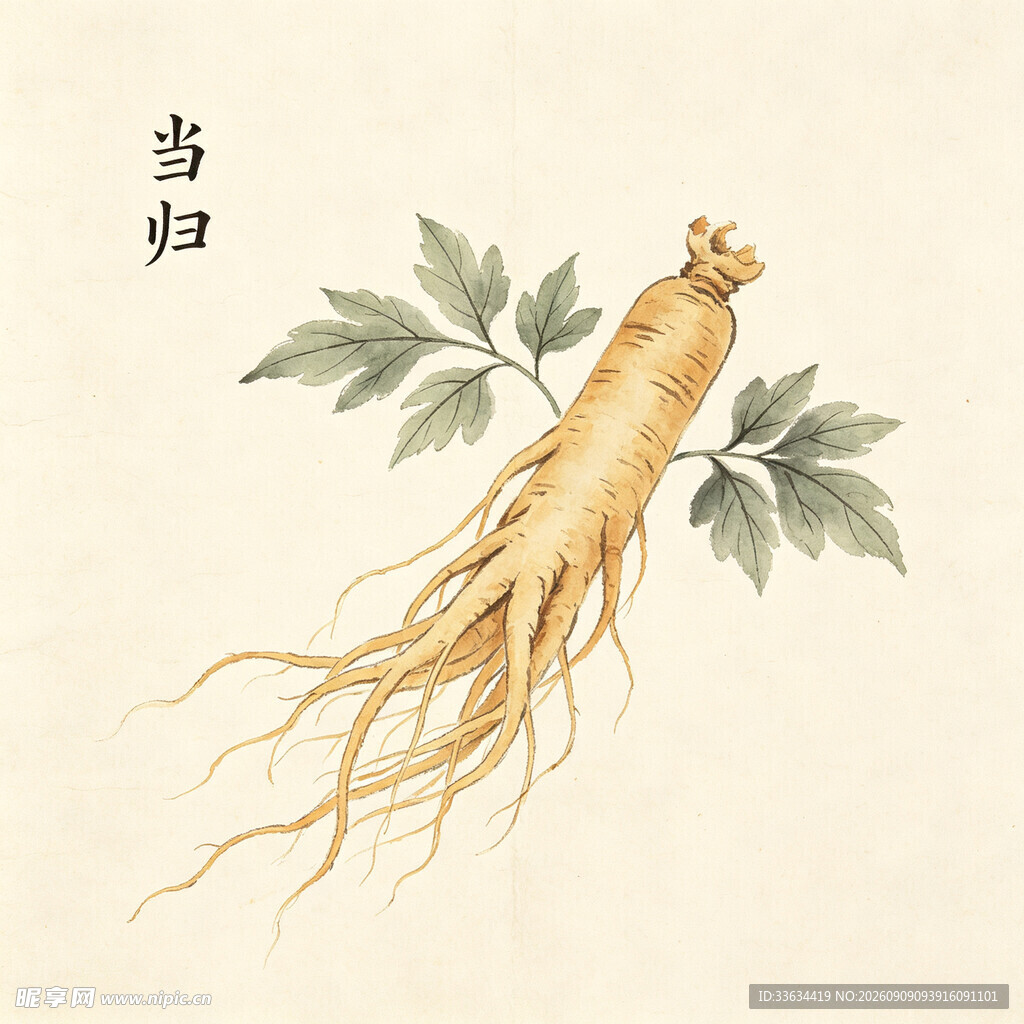传统水墨画中的人参形象