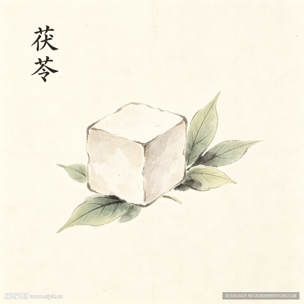 茯苓插画 清新中式药材图