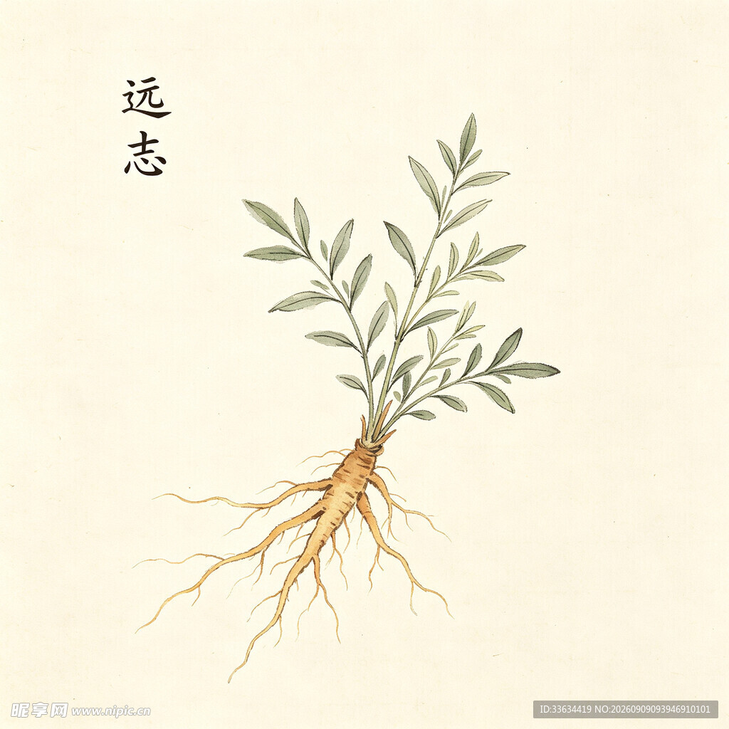 远志中药材植物手绘图