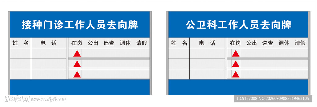 人员去向牌